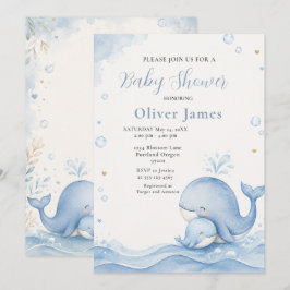 Blauwe Walvis Baby Shower Onder de Zee Kaart