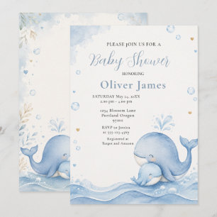 Blauwe Walvis Baby Shower Onder de Zee Kaart