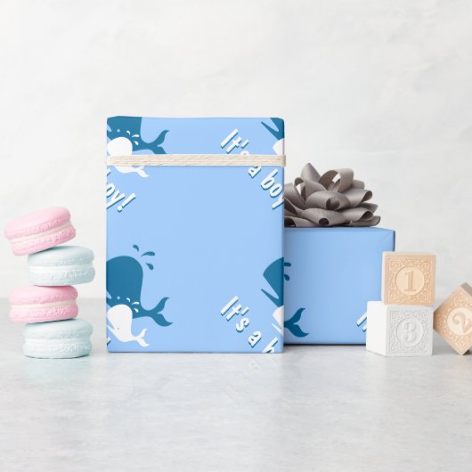 Blauwe walvis babyshower inpakpapier (Baby Shower)