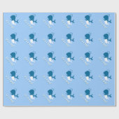 Blauwe walvis babyshower inpakpapier (Vlak)