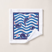 Blauwe walvis bad handdoek (Wasdoekje)