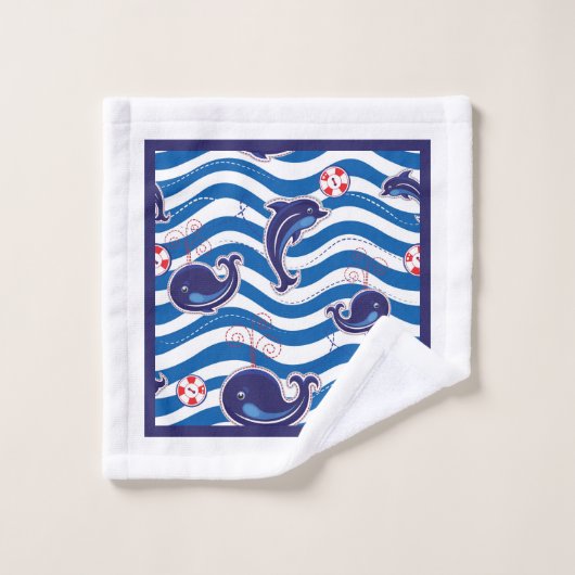 Blauwe walvis bad handdoek (Wasdoekje)