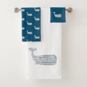 Blauwe walvis badhanddoek set bad handdoek (Insitu)