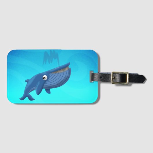 Blauwe walvis bagagelabel (Voorkant (horizontaal))