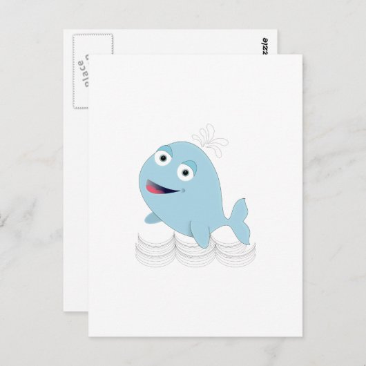 Blauwe walvis briefkaart (Voorkant / Achterkant)