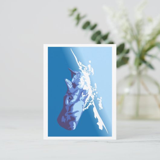 Blauwe walvis briefkaart (Staand voorkant)