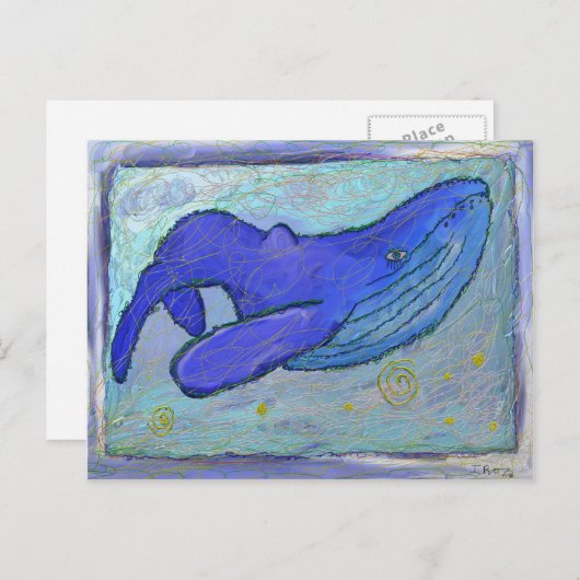 Blauwe walvis briefkaart (Voorkant / Achterkant)
