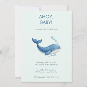 Blauwe Walvis Bubbel Baby Shower Uitnodiging