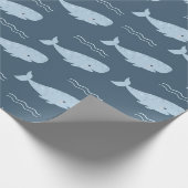 Blauwe walvis cadeaupapier (Hoek)