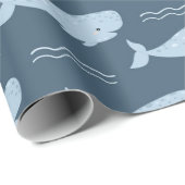 Blauwe walvis cadeaupapier (Rol Hoek)