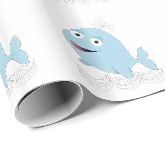 Blauwe walvis cadeaupapier (Rol Hoek)