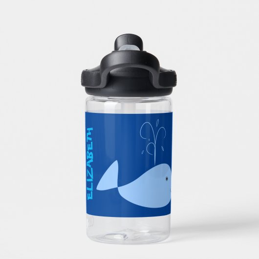 Blauwe Walvis Cartoon Kids Waterfles (Achterkant)
