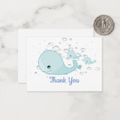 Blauwe walvis Dank je kaarten Notitiekaartje (Voorkant / Achterkant in situ)