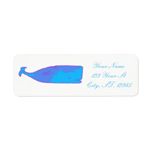 blauwe walvis die Thunder_Cove zazzle zwemt Etiket (Voorkant)