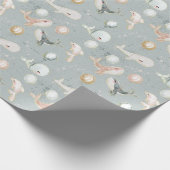 Blauwe walvis Dolfijn en Ballon Gouden Glitter Cadeaupapier (Hoek)