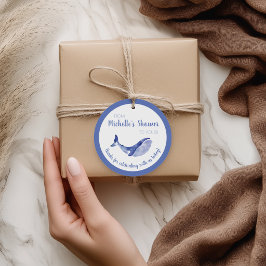 Blauwe walvis douche favor cadeaubijschrift bedankjes labels