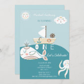 Blauwe walvis eerste uitnodiging (Voorkant / Achterkant)