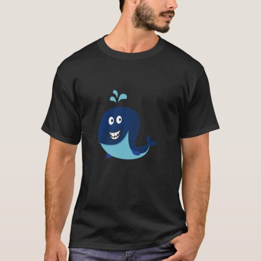 Blauwe walvis Emoji T-Shirt Ocean Zee Water Dolphi (Voorkant)
