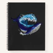 Blauwe walvis en golven notitieboek (Voorkant)