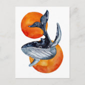Blauwe walvis en gouden zalen briefkaart (Voorkant)