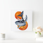 Blauwe walvis en gouden zalen vierkante klok (Huis)