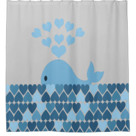 Blauwe walvis en harten douchegordijn