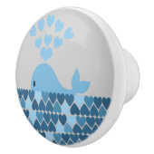 Blauwe walvis en harten keramische knop (Rechts)