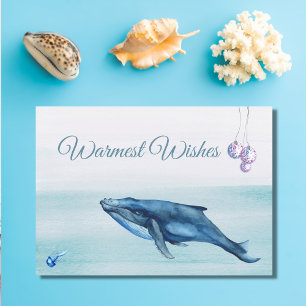 Blauwe walvis en kwallen feestdagen kaart