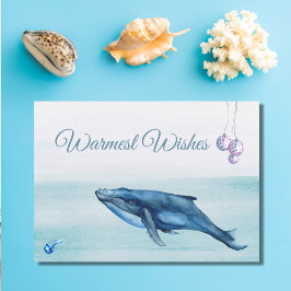Blauwe walvis en kwallen feestdagen kaart