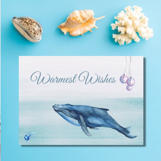 Blauwe walvis en kwallen feestdagen kaart