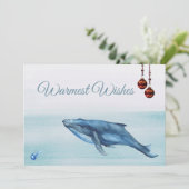 Blauwe walvis en kwallen feestdagenkaart (Staand voorkant)