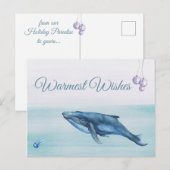 Blauwe walvis en kwallen feestdagenkaart (Voorkant / Achterkant)