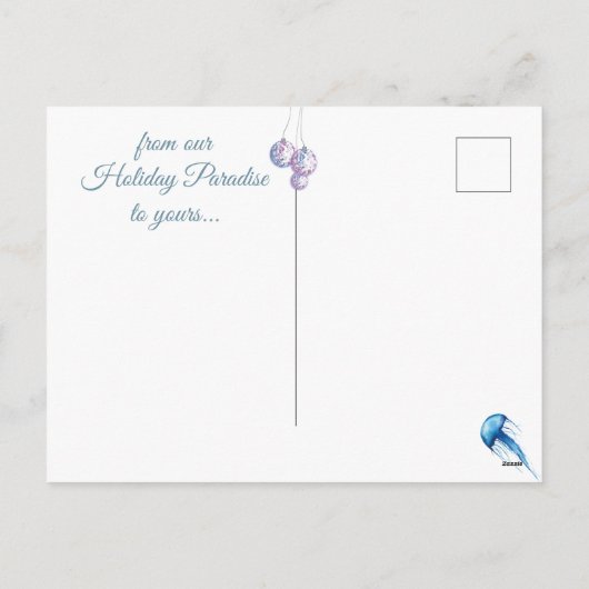 Blauwe walvis en kwallen feestdagenkaart (Achterkant)