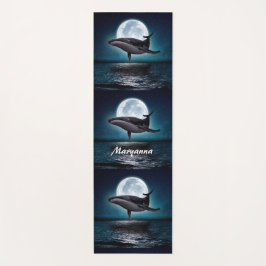 Blauwe walvis en volle maan yogamat