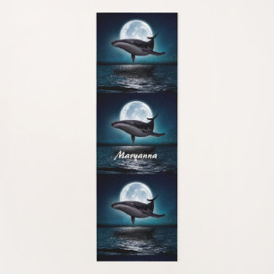 Blauwe walvis en volle maan yogamat
