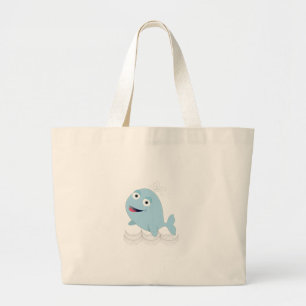 Blauwe walvis grote tote bag