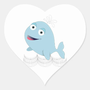 Blauwe walvis hart sticker