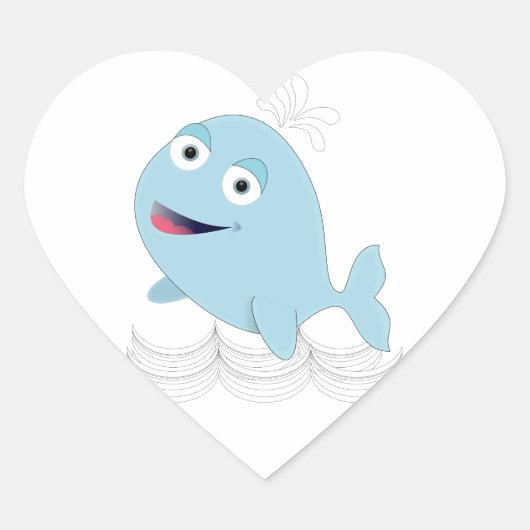 Blauwe walvis hart sticker (Voorkant)