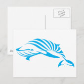 Blauwe walvis in de stijl van de Swish Drawing Sty Briefkaart (Voorkant / Achterkant)