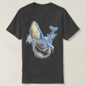 Blauwe walvis in de zak met een derholle laag t-shirt (Design voorkant)
