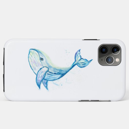 Blauwe walvis in waterverf Case-Mate iPhone case (Achterkant (horizontaal))