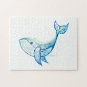 Blauwe walvis in waterverf legpuzzel (Horizontaal)