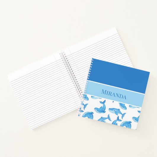 Blauwe Walvis Je Naam Oceaan Zeeleven Notitieboek (Binnen)