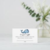 Blauwe walvis jongen. Baby shower Luier Raffle tic Informatiekaartje (Staand voorkant)