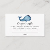 Blauwe walvis jongen. Baby shower Luier Raffle tic Informatiekaartje (Voorkant)