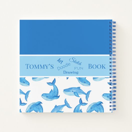 Blauwe Walvis Jouw Naam Oceaan Zee Leven Kinderen  Notitieboek (Achterkant)