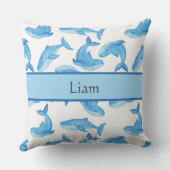 Blauwe walvis Jouw naam Ocean Zee Life Kussen (Achterkant)