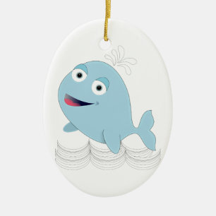 Blauwe walvis keramisch ornament
