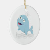 Blauwe walvis keramisch ornament (Rechts)