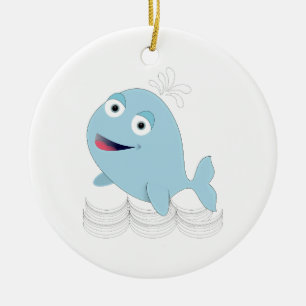Blauwe walvis keramisch ornament